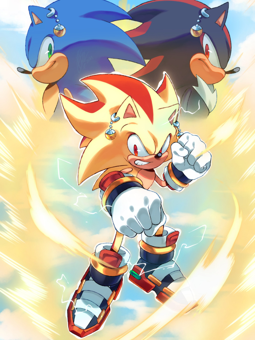 3boys, absurdres, aura, black_fur, blue_fur, clenched_hands, dragon_ball, dragon_ball_z