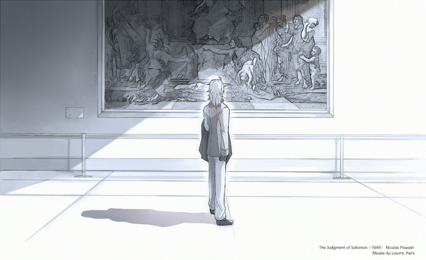 1boy, art_gallery, borrowed_inset, facing_away, fate/grand_order, fate_(series), fine_art, from_behind