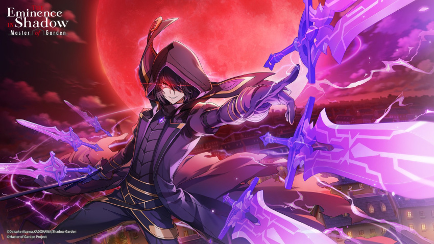 1boy, artist_request, black_coat, black_gloves, black_hair, black_pants, black_shirt, building