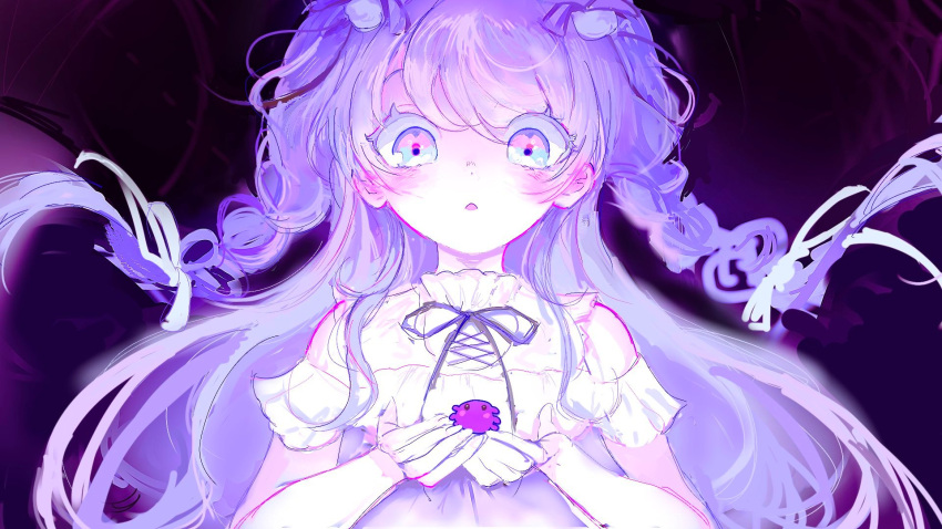 amiya_aranha, amiya_aranha_(1st_costume), black_background, blue_eyes, blush, bucko_(amiya_aranha), dress, english_commentary