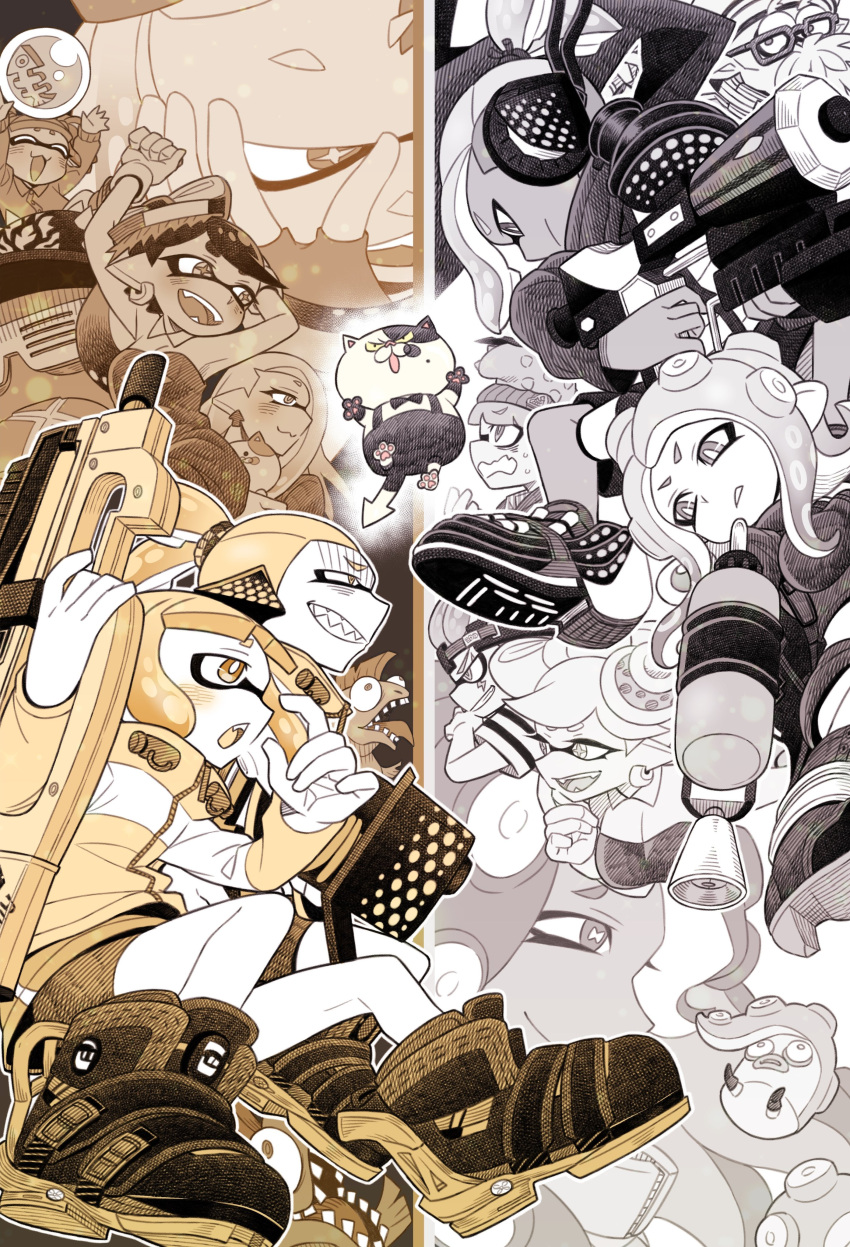6+boys, 6+girls, absurdres, agent_3_(splatoon), agent_4_(splatoon), agent_8_(splatoon), callie_(splatoon), cap'n_cuttlefish