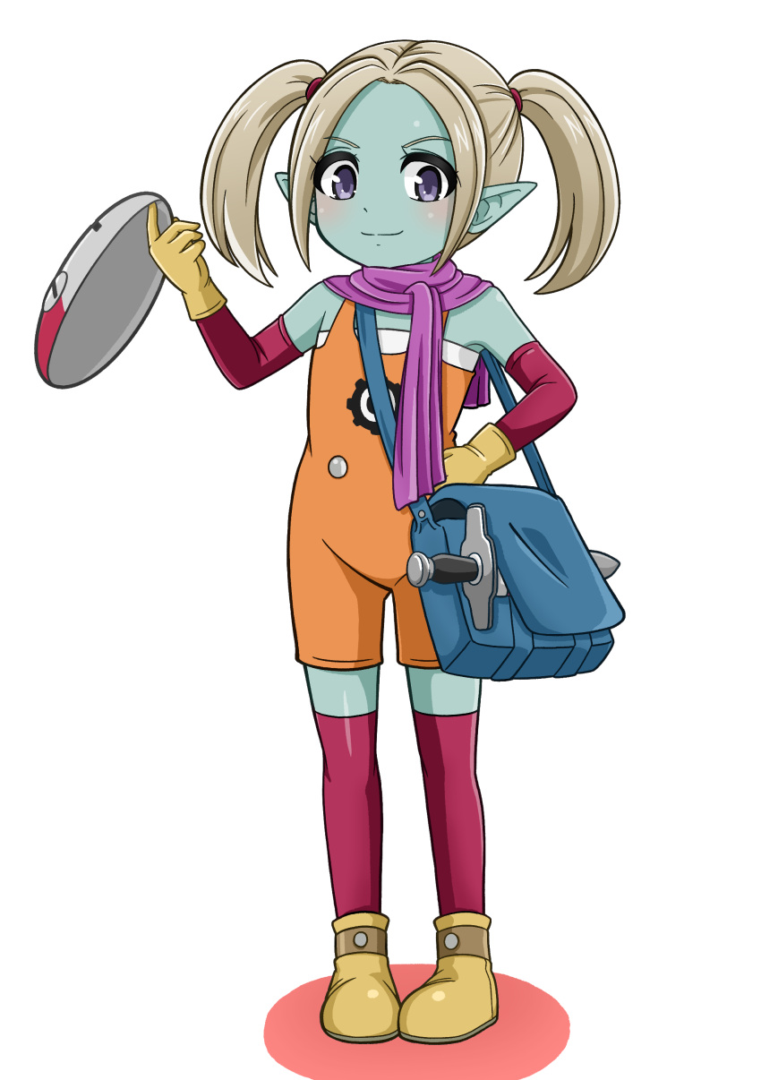 1girl, absurdres, aqua_skin, closed_mouth, colored_skin, dragon_ball, dragon_ball_daima, flat_chest