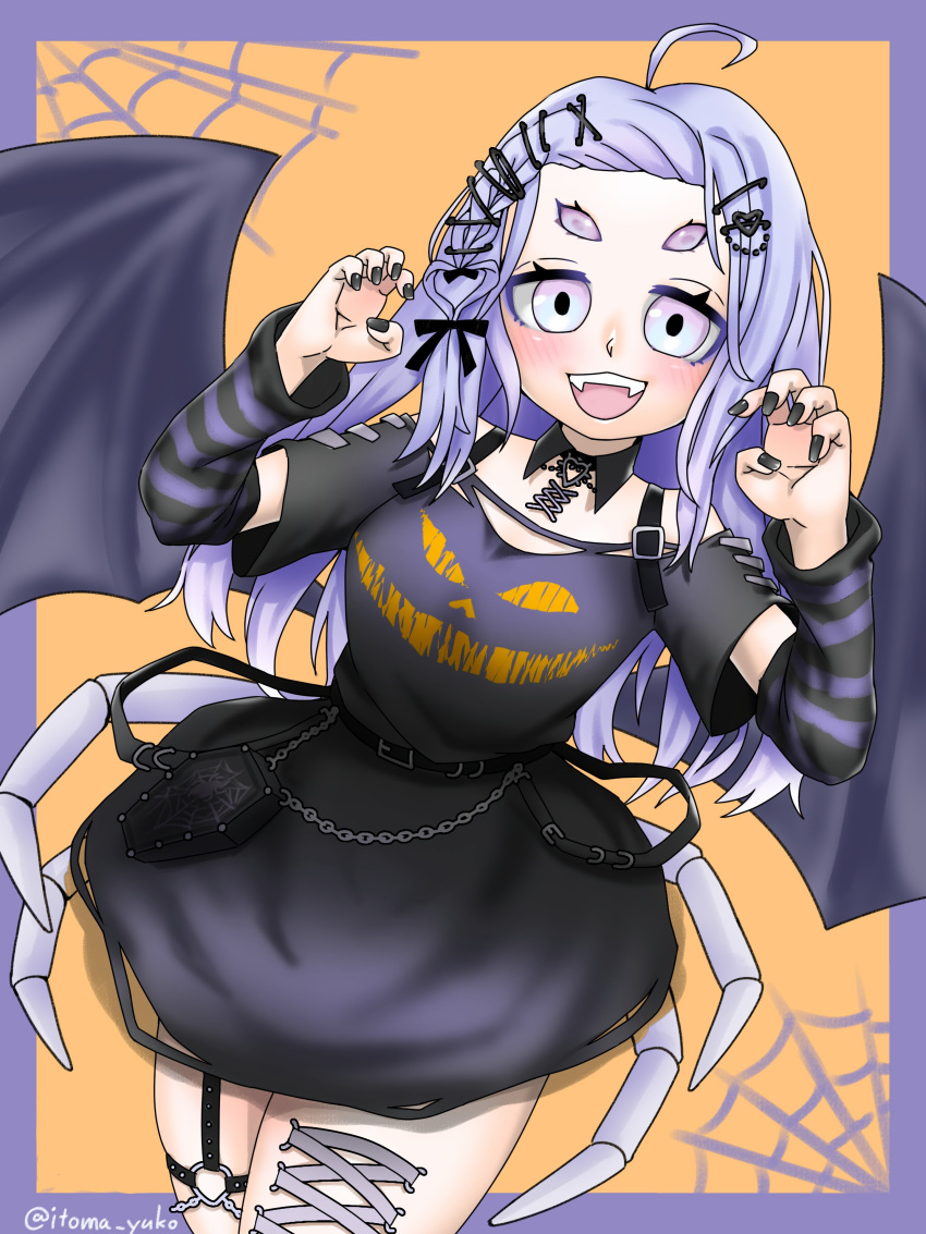 1girl, absurdres, amiya_aranha, amiya_aranha_(2nd_costume), arthropod_limbs, bat_wings, belt, black_belt