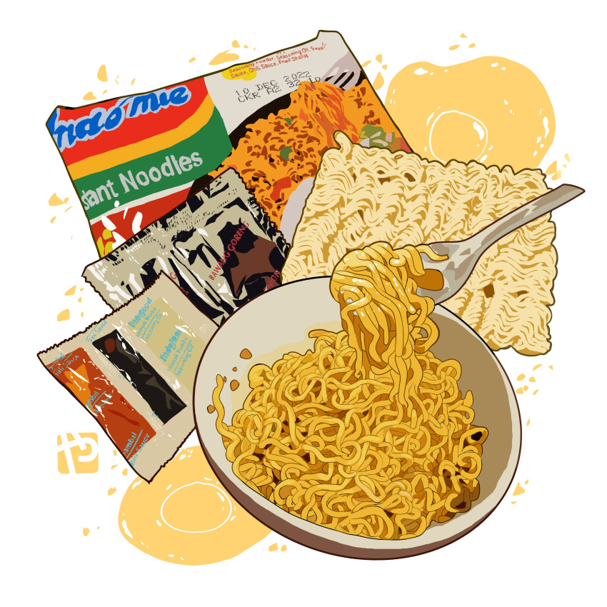 absurdres, bowl, chinese_spoon, food, food_focus, highres, instant_ramen, no_humans