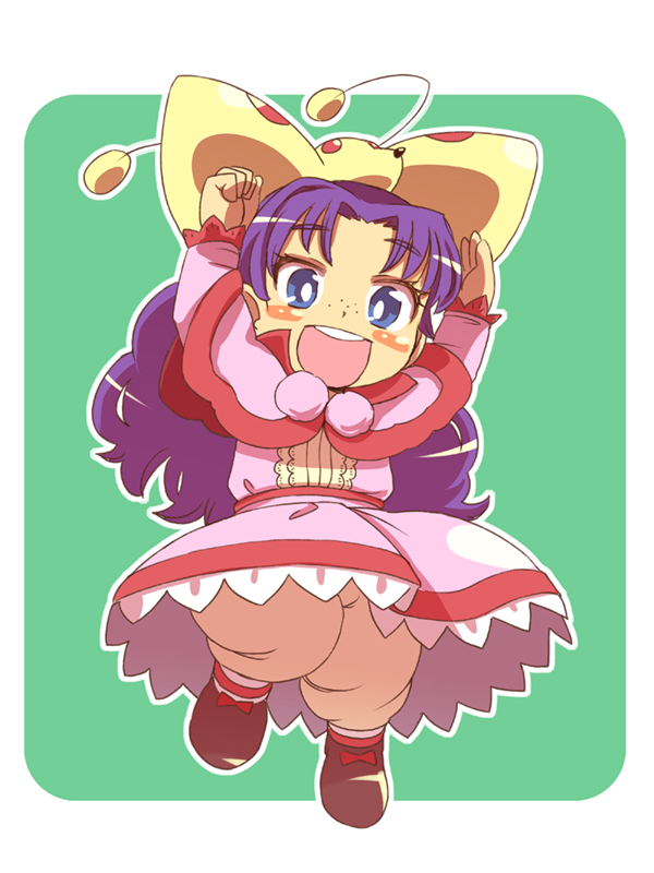 chibi, dangan, dress, freckles, grandia, grandia_i, open_mouth, pink_dress