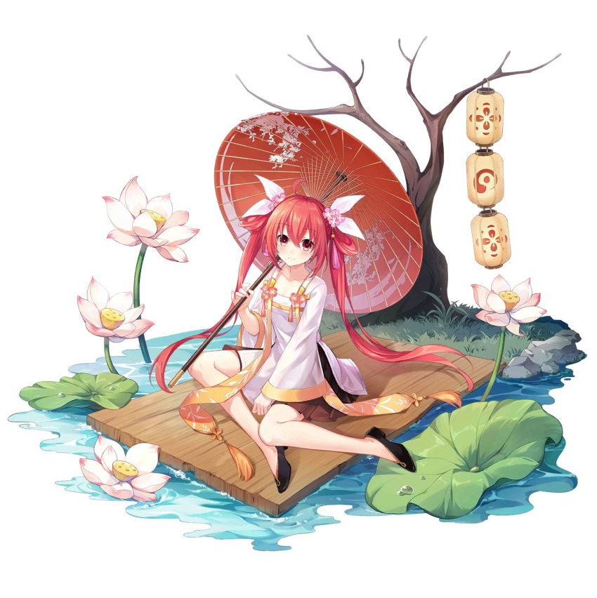 1girl, bare_tree, black_footwear, chinese_clothes, date_a_live, date_a_live:_spirit_pledge, flower, highres