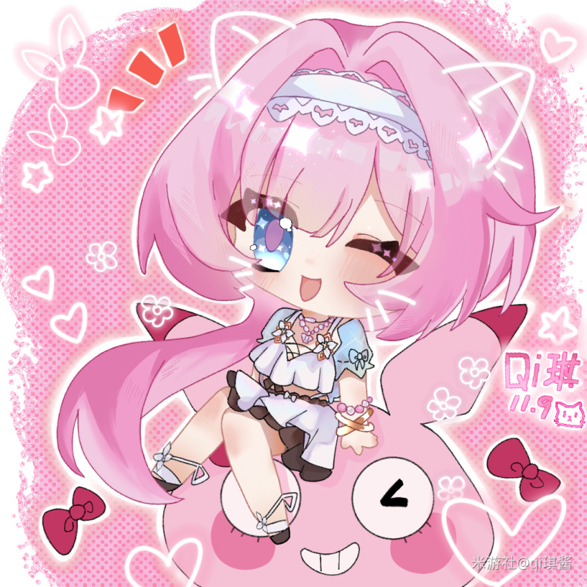 1girl, animal_ears, bare_legs, bikini, blue_eyes, cat_ears, chibi, chibi_only