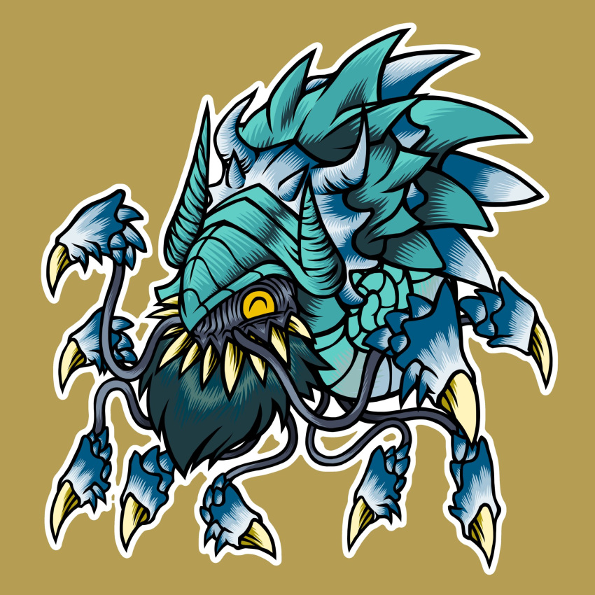 alien, alien_ammonite, ammonite, armor, chibi, claws, duel_monster, exoskeleton