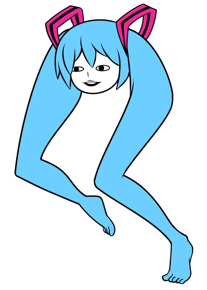 1girl, barefoot, black_eyes, blue_hair, colored_skin, commentary_request, feet, hair_ornament