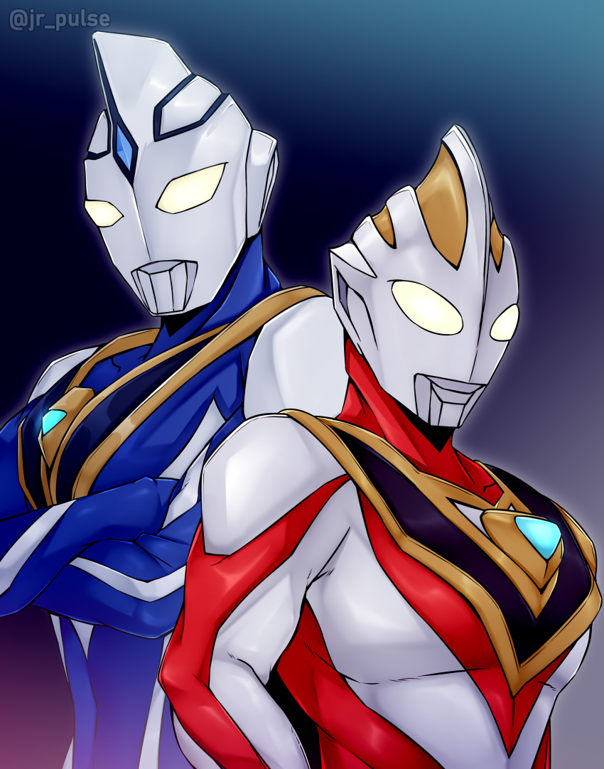 2boys, absurdres, alien, armor, black_background, blue_background, blue_skin, breastplate