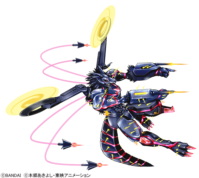 1boy, arm_cannon, armor, black_hair, blue_armor, blue_helmet, blue_tail, clenched_hands