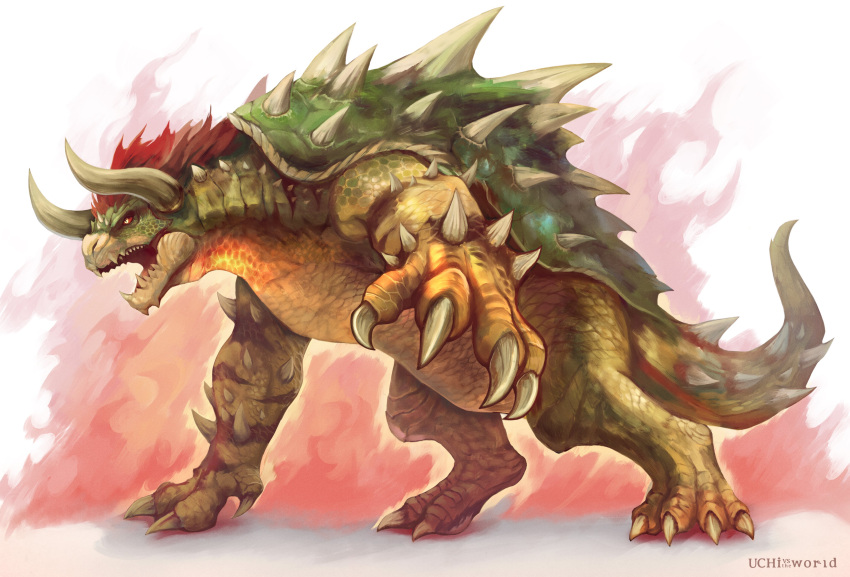 absurdres, artist_name, bowser, claws, colored_sclera, dragon, full_body, highres