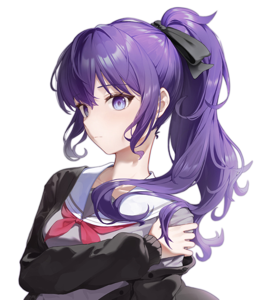 1girl, asahina_mafuyu, black_bow, black_cardigan, bow, cardigan, character_request, check_character