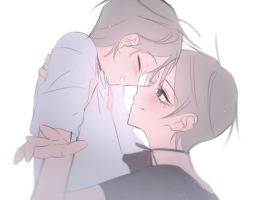 1boy, 1girl, aged_down, alien_stage, black_shirt, carrying, carrying_person, choker