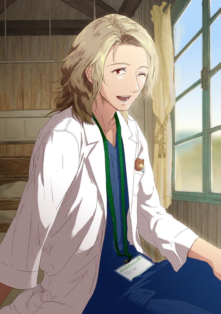 1boy, blonde_hair, brown_eyes, chou_shittou_caduceus, facing_to_the_side, hand_on_ground, hand_on_own_leg, highres
