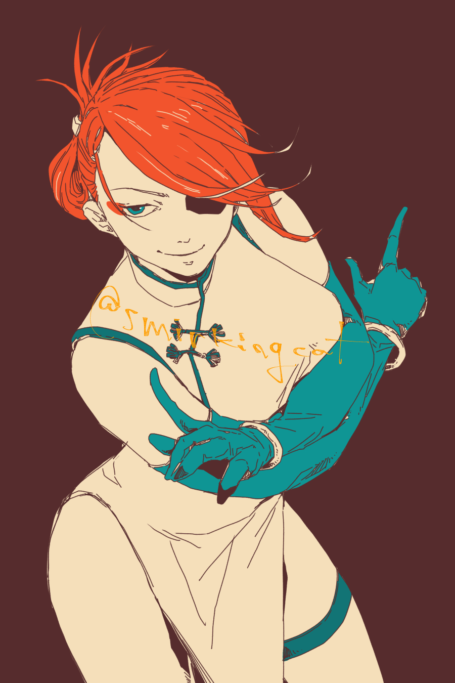 1girl, akatsuki_blitzkampf, bracelet, breasts, china_dress, chinese_clothes, dark_background, dress