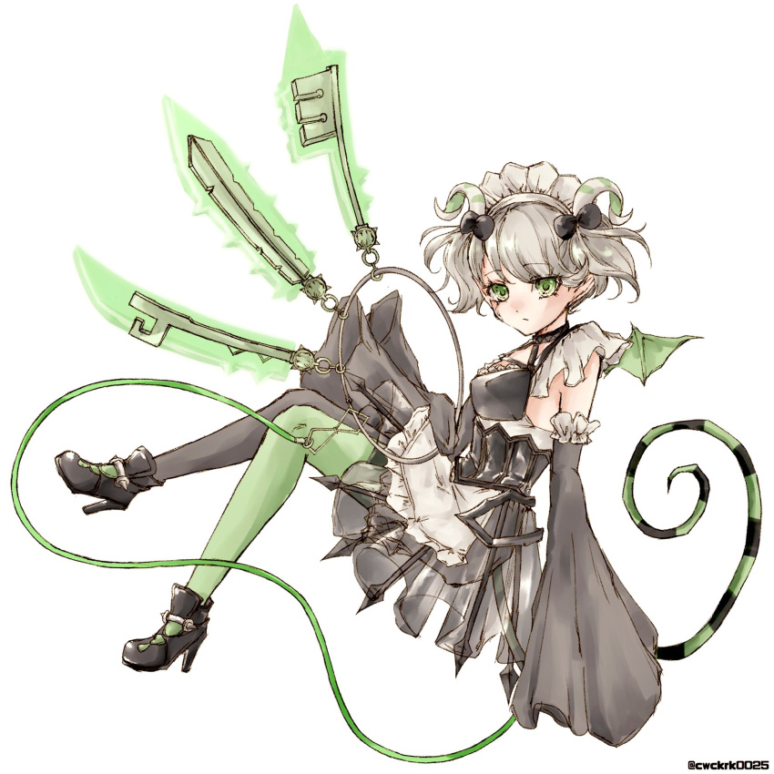 1girl, arianna_the_labrynth_servant, black_sleeves, commentary_request, demon_girl, demon_horns, detached_sleeves, duel_monster