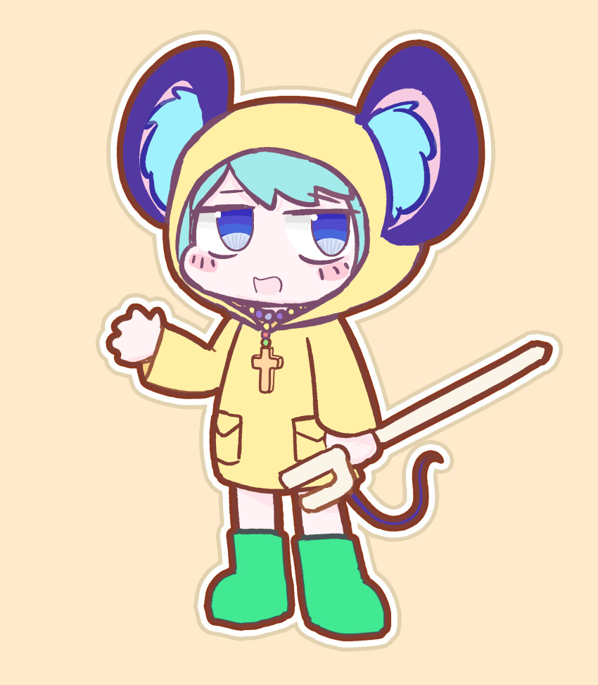 1girl, absurdres, animal_ear_fluff, animal_ears, blue_eyes, blue_hair, blush, boots