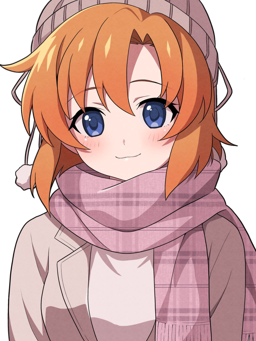 1girl, :3, beanie, blue_eyes, coat, hat, highres, higurashi_no_naku_koro_ni
