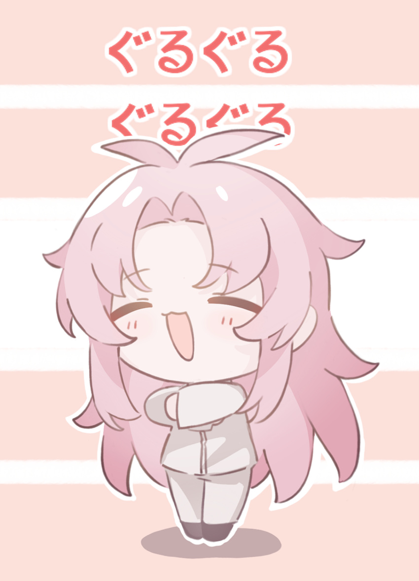 1boy, :3, antenna_hair, chibi, chibi_only, chinese_commentary, closed_eyes, commentary_request