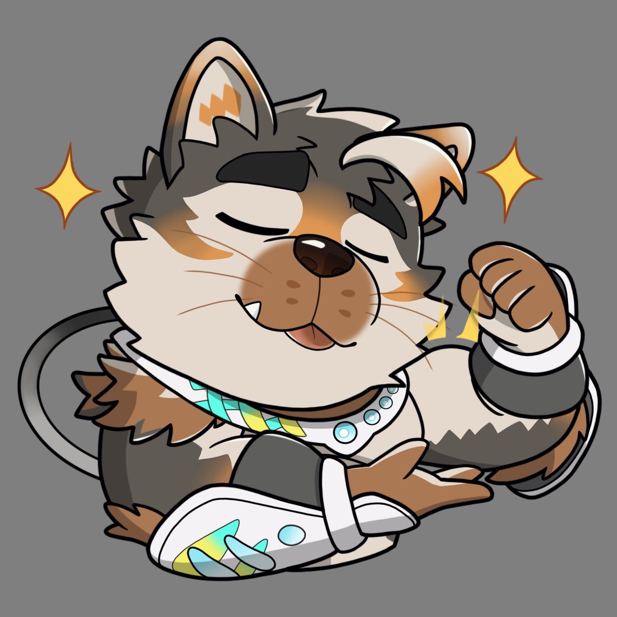 1boy, animal_ears, biceps, brown_eyes, brown_fur, chibi, closed_eyes, closed_mouth