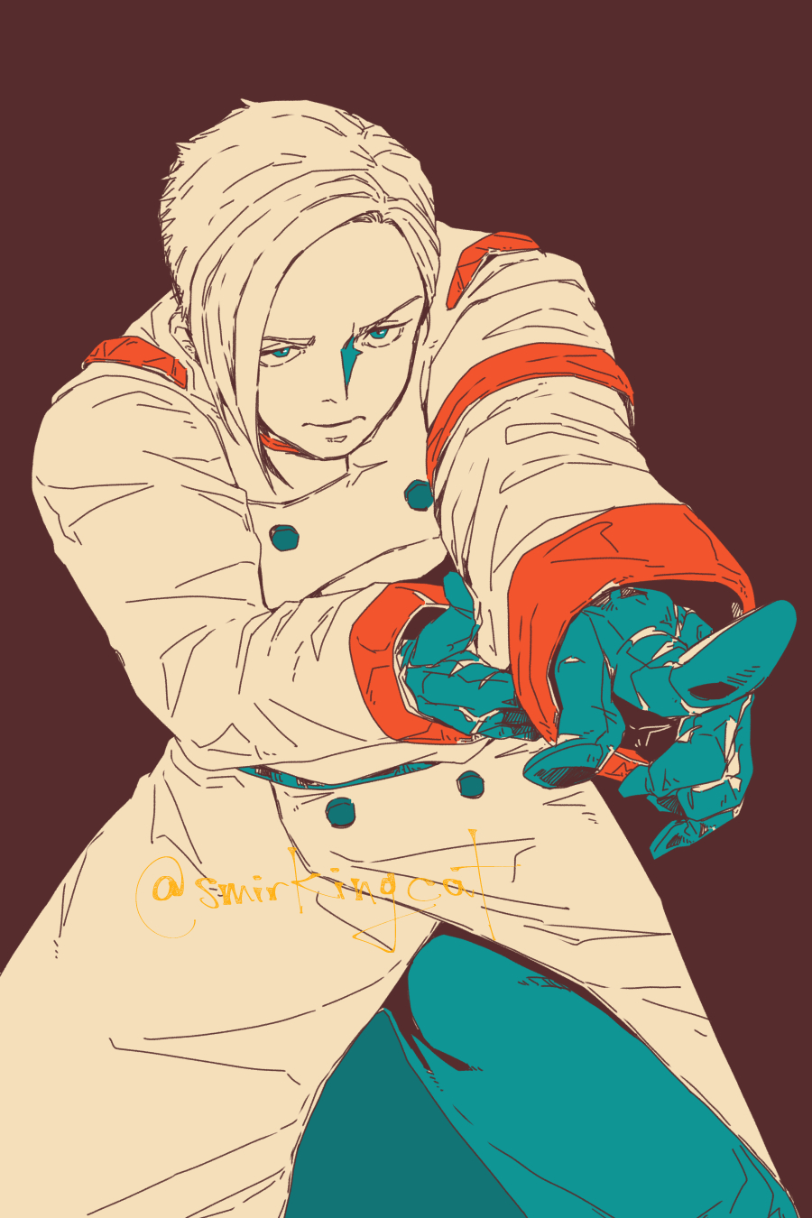 1boy, akatsuki_blitzkampf, coat, dark_background, elektrosoldat, en-eins_kanzen_sekai, gloves, highres