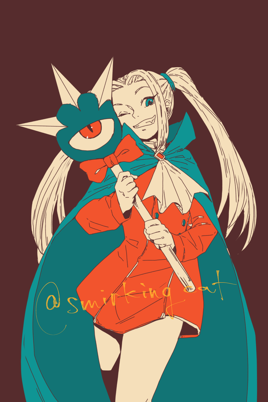 1girl, akatsuki_blitzkampf, ascot, cape, dark_background, dress, en-eins_kanzen_sekai, highres