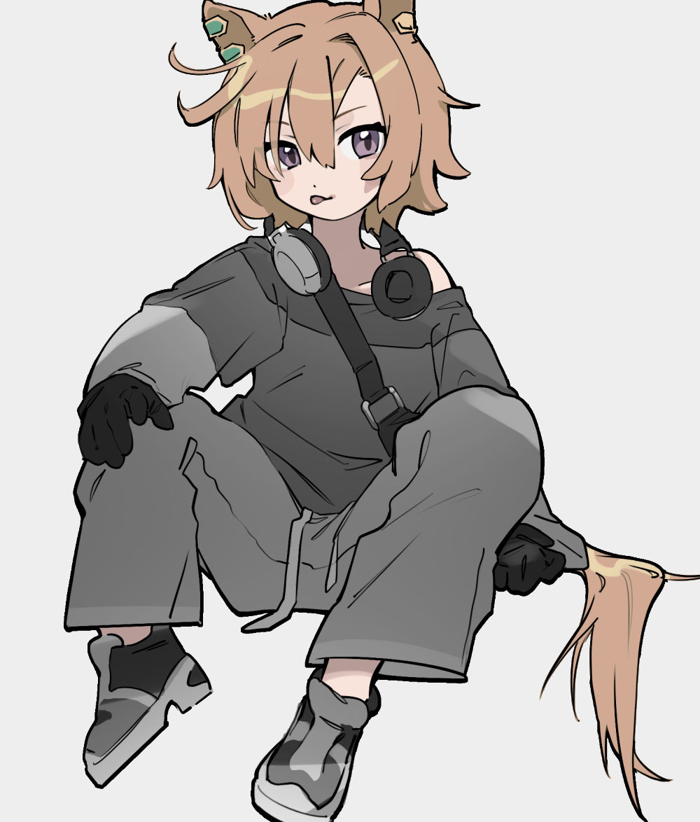 1girl, alternate_costume, animal_ears, bear_pin, black_gloves, black_shirt, brown_hair, closed_mouth