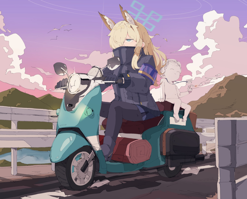 1boy, 1girl, animal_ear_fluff, animal_ears, bird, blonde_hair, blue_archive, blue_halo