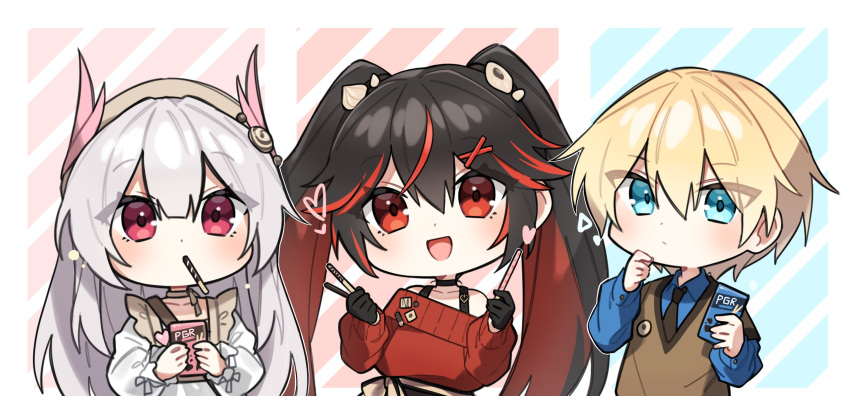 alternate_costume, blonde_hair, blue_eyes, collar, food, gloves, hair_ornament, hairclip