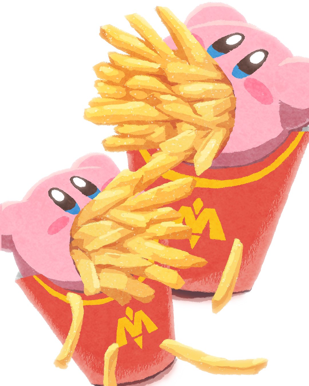 blue_eyes, blush, blush_stickers, bright_pupils, eating, food, french_fries, highres
