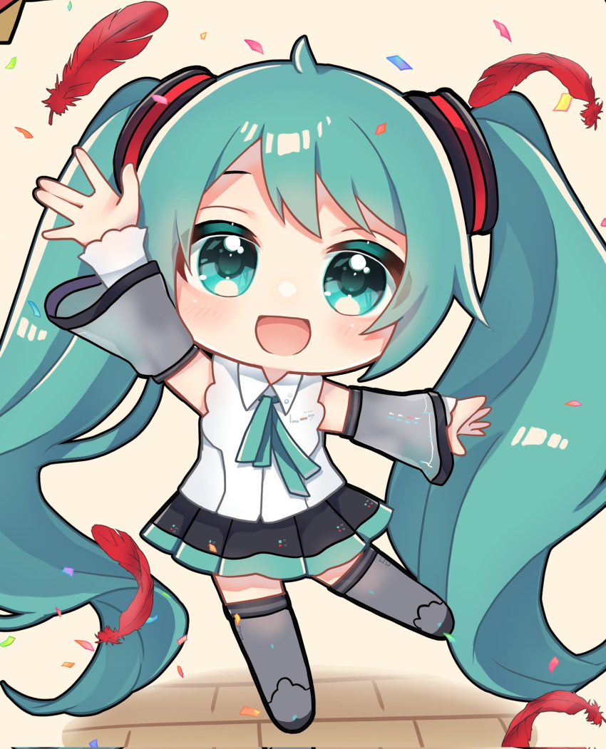 1girl, :d, \||/, absurdly_long_hair, ahoge, akikan_sabago, aqua_eyes, aqua_hair