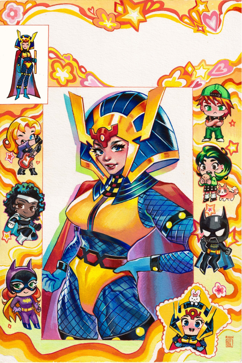 artist_name, backwards_hat, barbara_gordon, baseball_cap, batgirl, batman_symbol, belt, big_barda