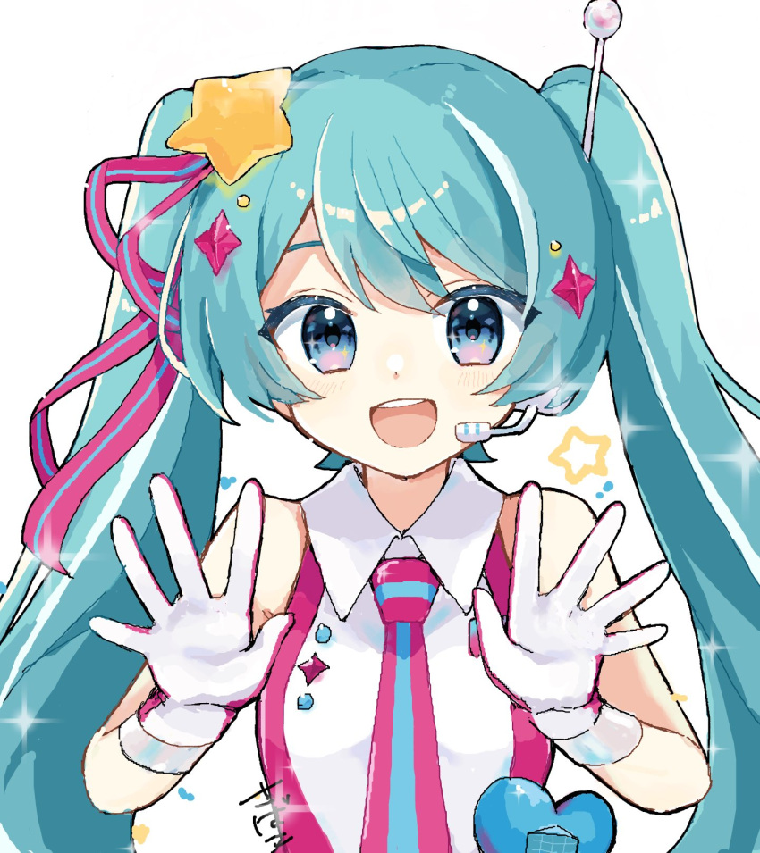 1girl, akikan_sabago, aqua_hair, bare_shoulders, blue_eyes, collared_shirt, double-parted_bangs, gloves