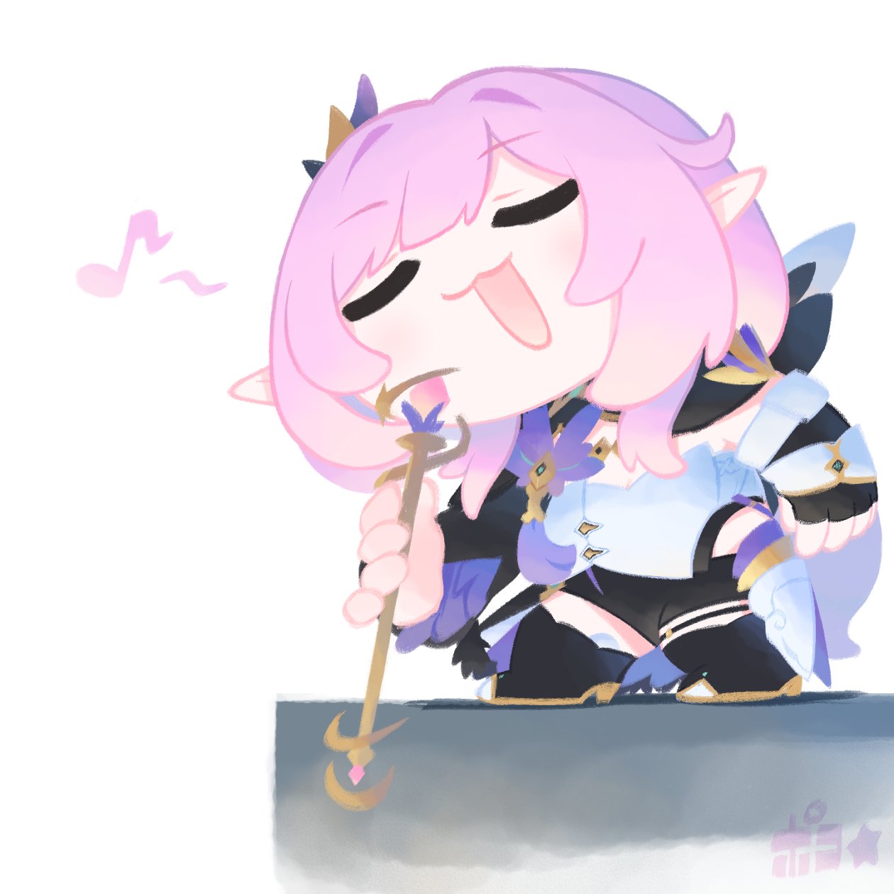 1girl, black_footwear, black_shorts, chibi, chibi_only, closed_eyes, coat, commentary