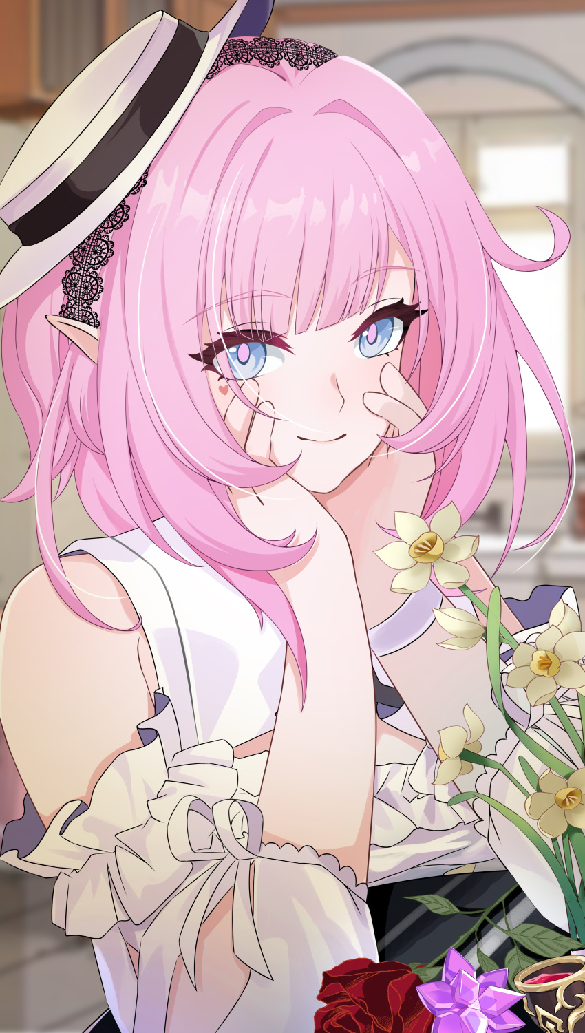 1girl, absurdres, blue_eyes, chinese_commentary, closed_mouth, commentary_request, cup, dress