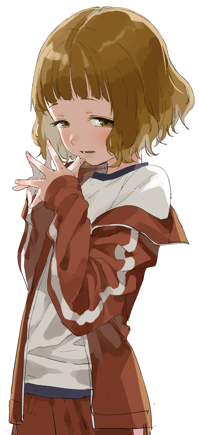 1girl, absurdres, brown_eyes, brown_hair, commentary_request, cowboy_shot, gym_uniform, highres