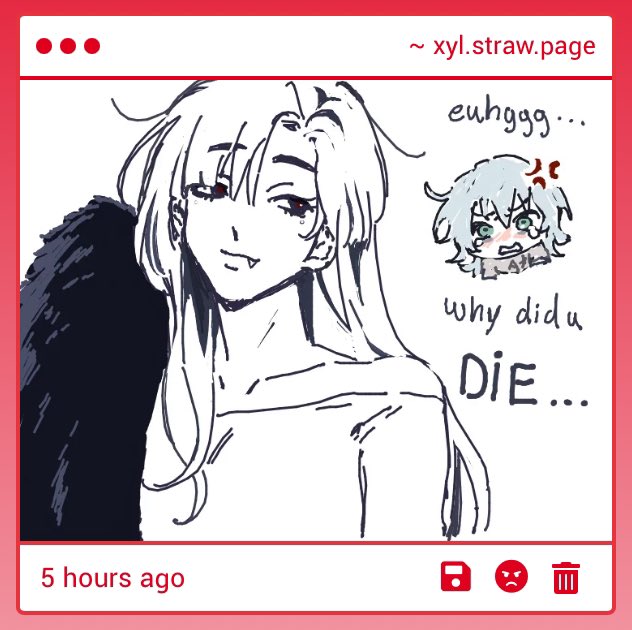 2girls, alien_stage, anger_vein, commentary, english_commentary, english_text, fang, feather_boa