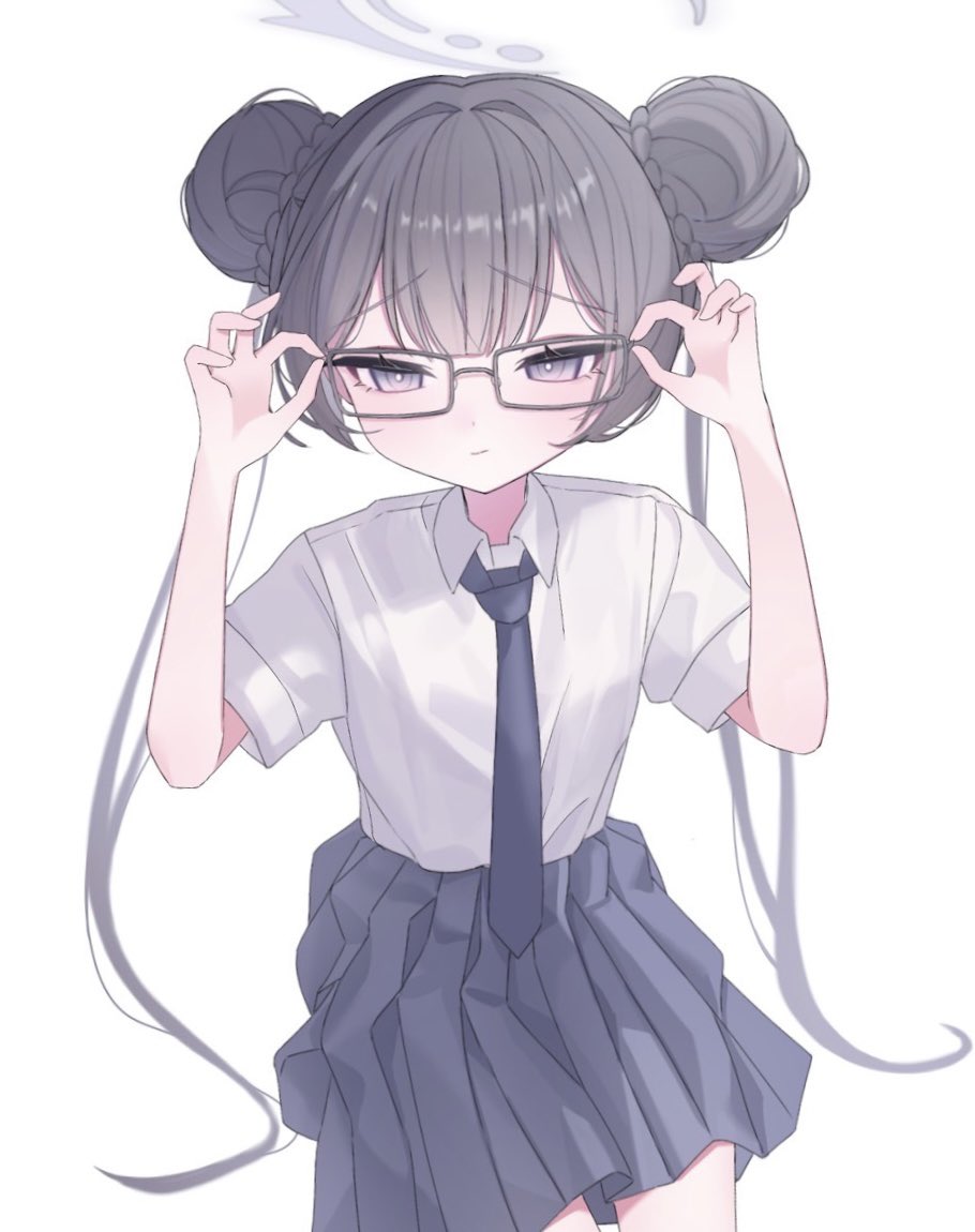 0219_142, 1girl, adjusting_eyewear, alternate_costume, bare_arms, black_hair, blue_archive, blue_necktie