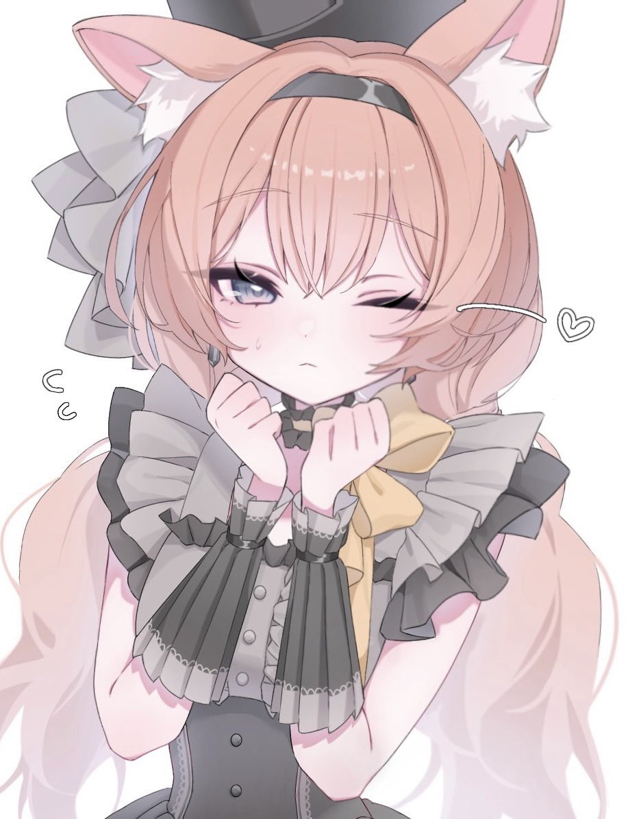 0219_142, 1girl, animal_ear_fluff, animal_ears, black_choker, black_dress, black_hairband, black_hat