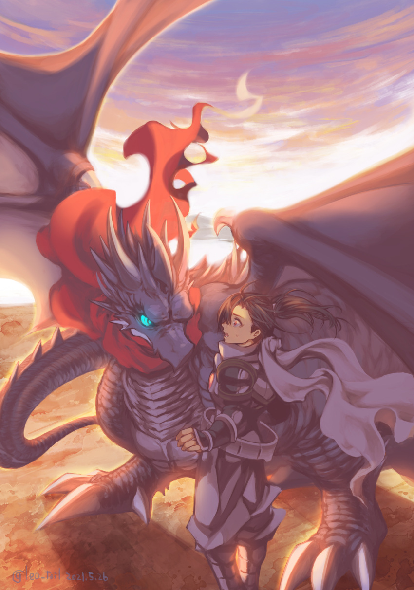 1boy, :o, animalization, aqua_eyes, black_hair, dated, dragon, floating_hair