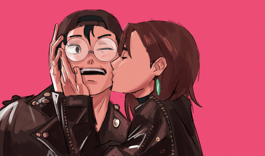 1boy, 1girl, apt._(rose_&amp;_bruno_mars), arondiolex, ayase_momo, black_hair, brown_hair, couple