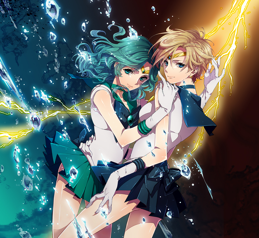 bishoujo_senshi_sailor_moon, bubble, bubbles, choker, elbow_gloves, electricity, gloves, jewelry