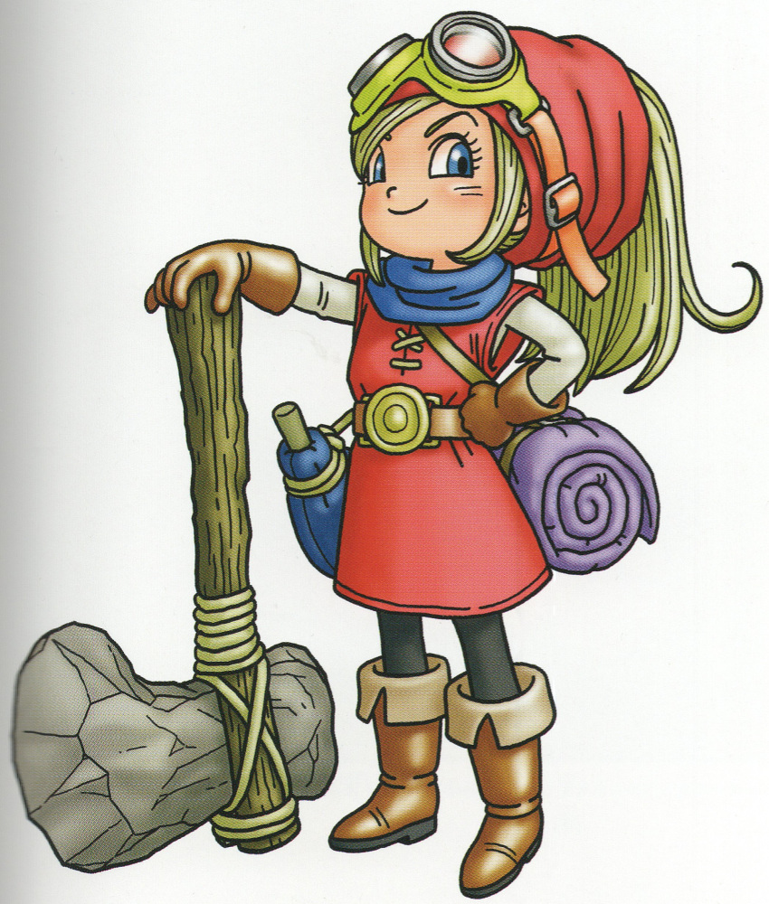1girl, absurdres, belt, black_pants, blonde_hair, blue_neckerchief, boots, brown_footwear