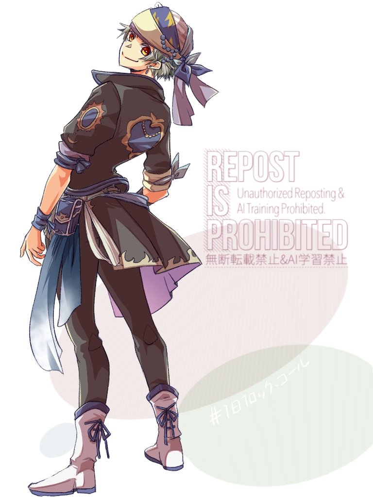 1boy, ayana_(iqaw5cfohvdtver), black_jacket, black_pants, blue_ribbon, boots, brown_eyes, earrings