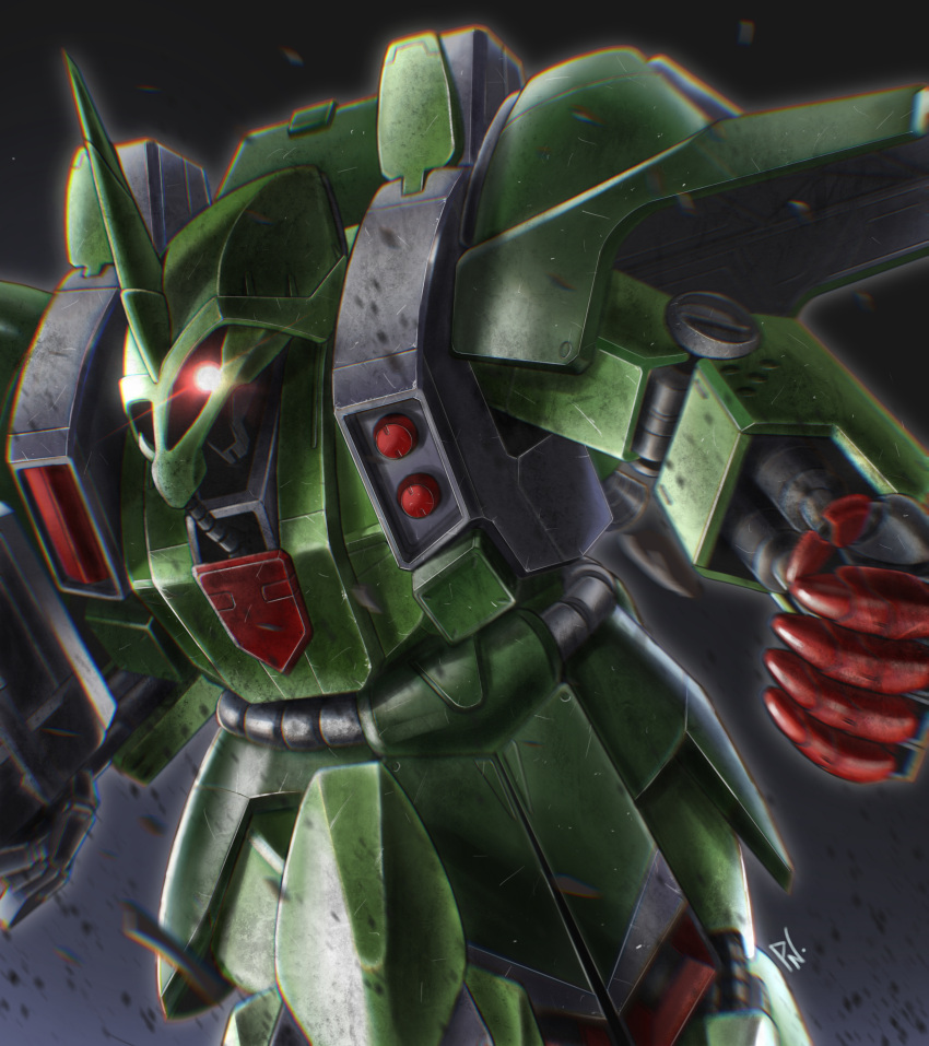absurdres, commentary_request, debris, galluss-j, glowing, glowing_eye, gundam, gundam_zz