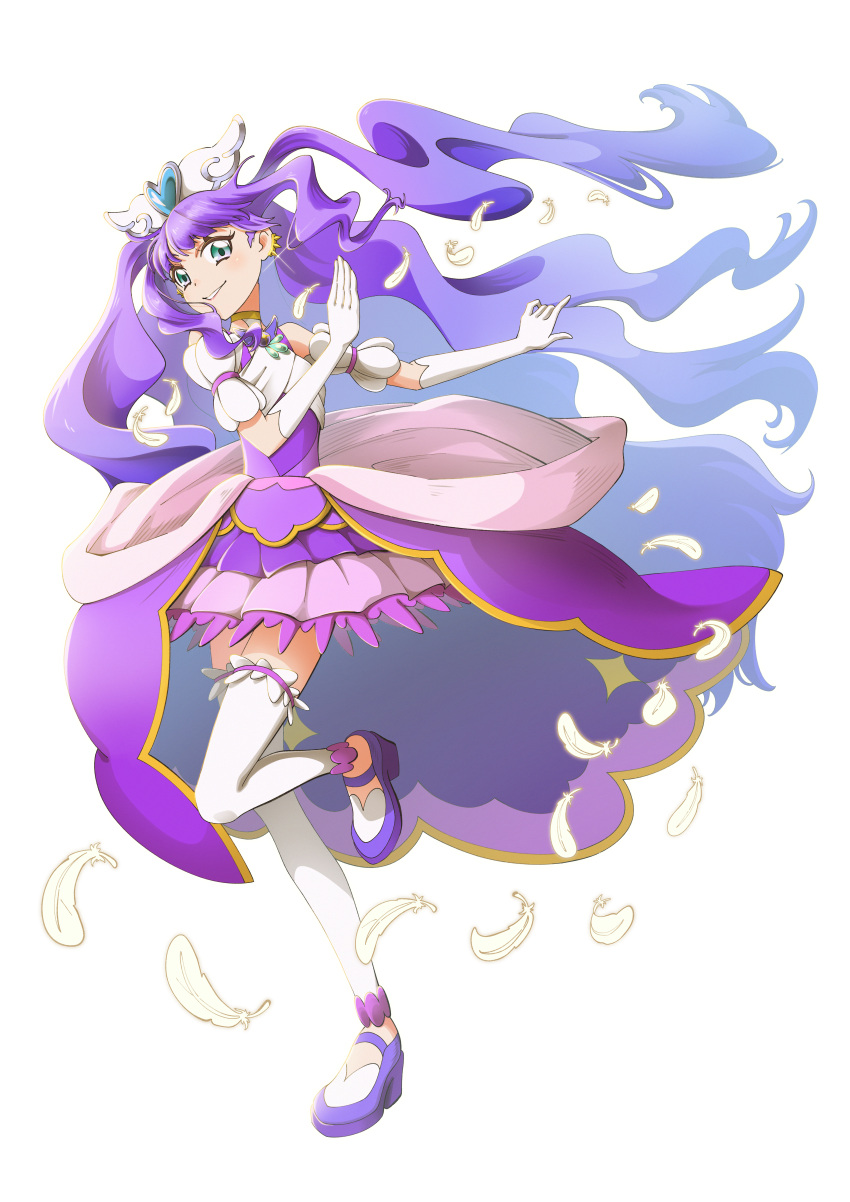 1girl, absurdres, aqua_eyes, blue_eyes, clothing_cutout, commentary, cure_majesty, doraemon12012