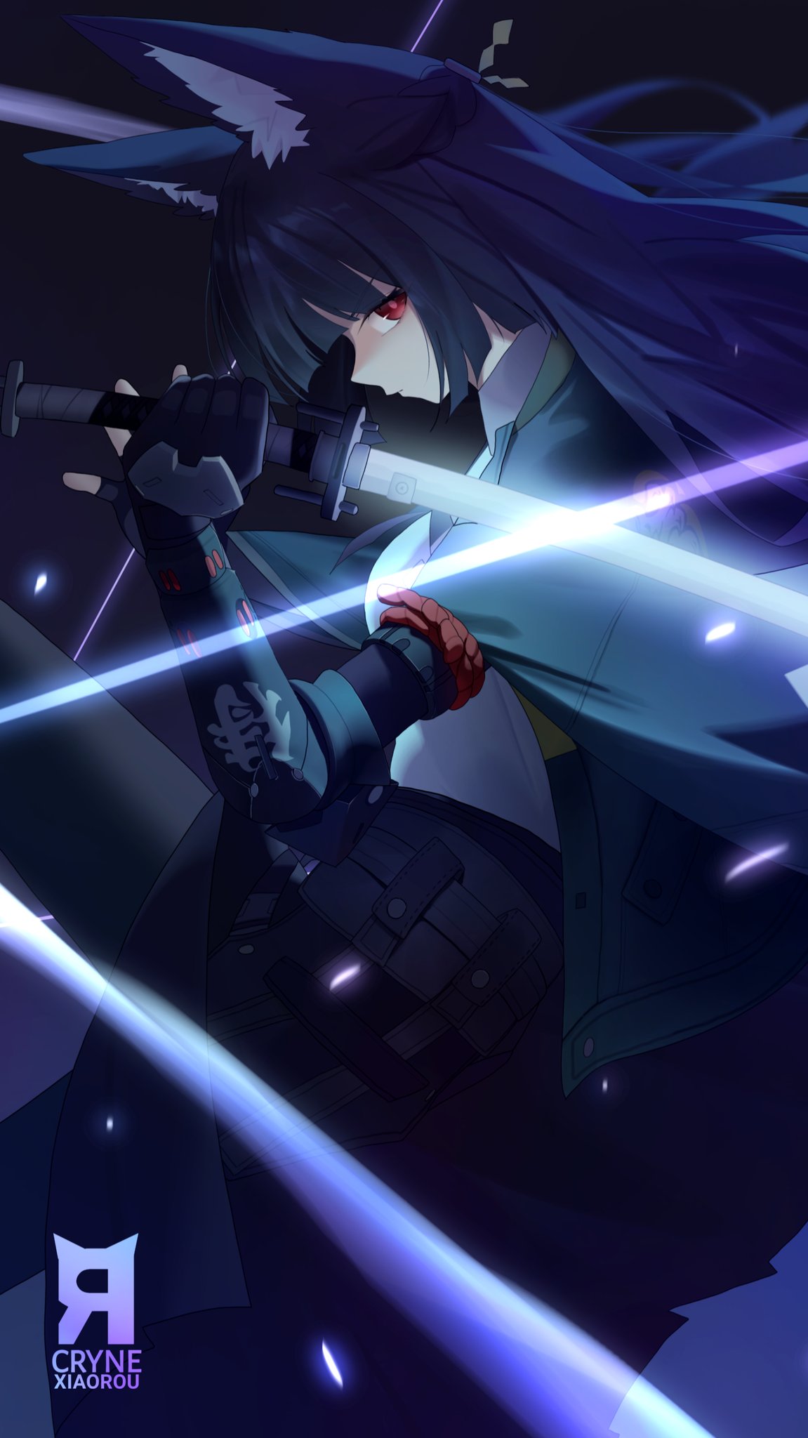 1girl, animal_ear_fluff, animal_ears, artist_name, black_hair, blunt_bangs, closed_mouth, commentary