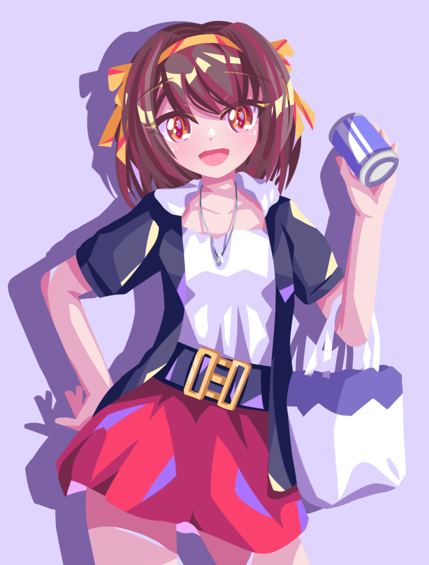 1girl, afterimage, bag, belt, black_belt, black_jacket, brown_eyes, brown_hair