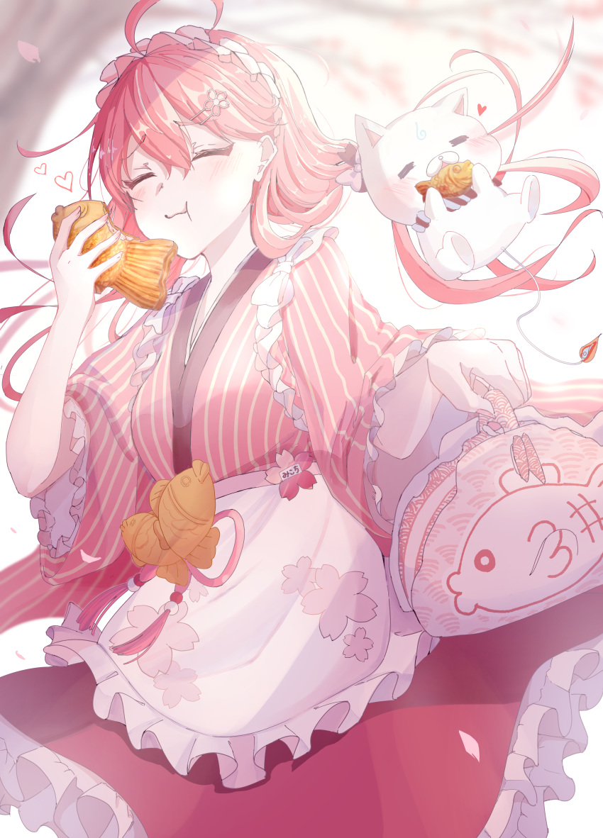 1girl, 35p_(sakura_miko), 6n0_w, :t, absurdres, ahoge, alternate_costume, apron